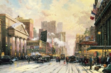  kinkade - New Yorker Schnee auf der Seventh Avenue 1932 Thomas Kinkade
